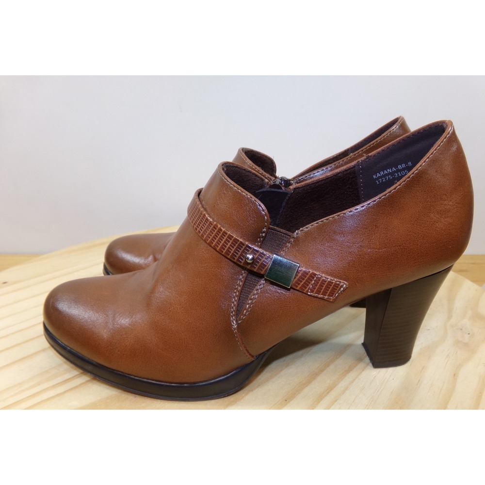 Patrizia by Spring Step Karana Heeled Bootie Shoes Womens Brown Size 39 Side Zip